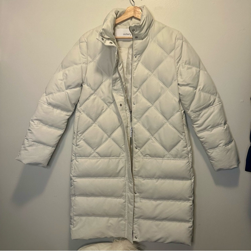 💥CLEAROUT💥Ochirly Long White Puffer Jacket w Detachable Hood Asia Large, 170/92A - Picture 6 of 10